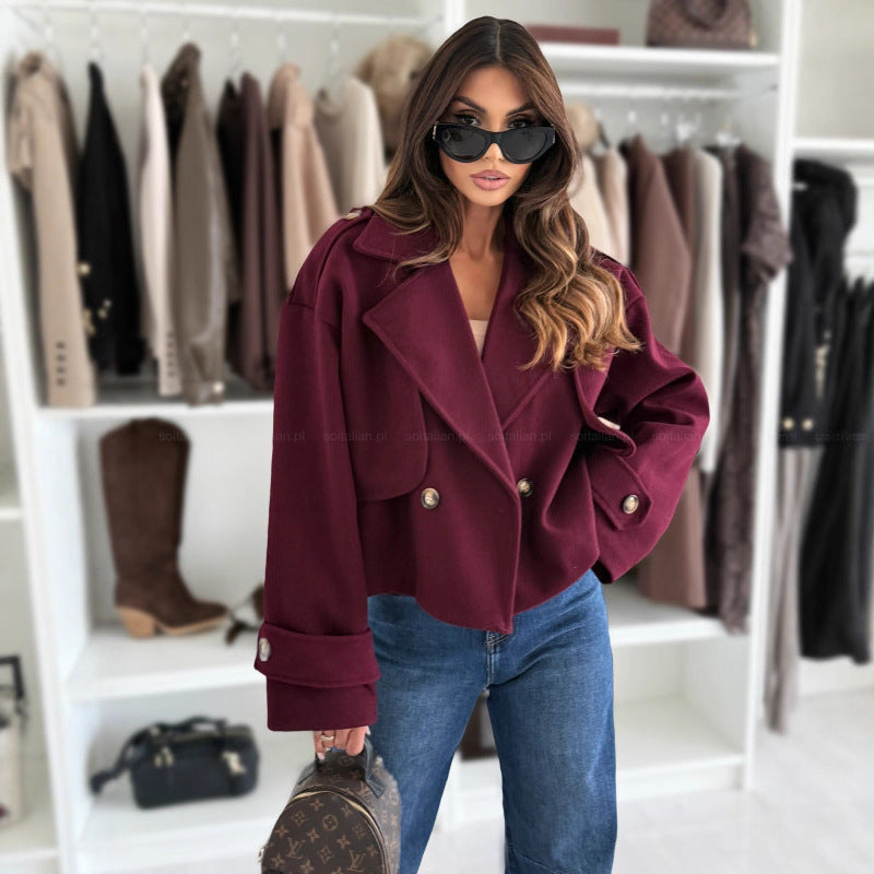 Women's One Button Solid Color Long Sleeve Coats