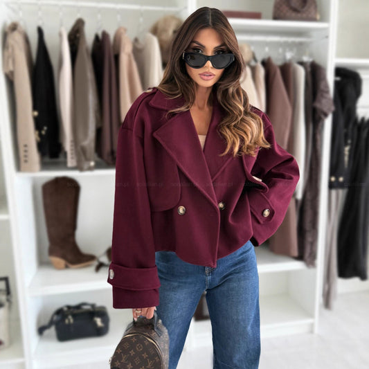 Women's One Button Solid Color Long Sleeve Coats