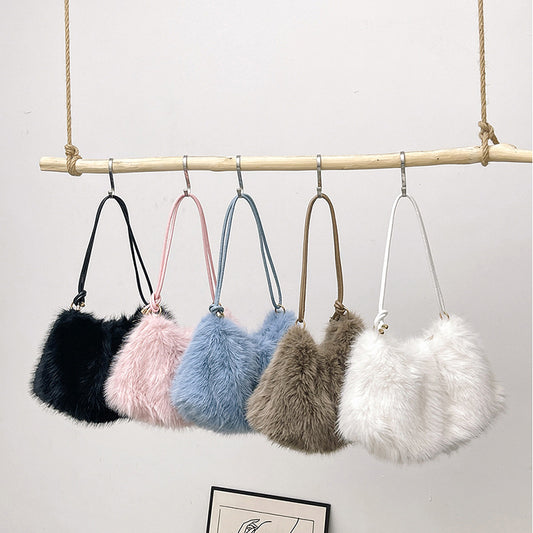 Women's Fur Fashion Underarm High-grade Portable Large Shoulder Bags