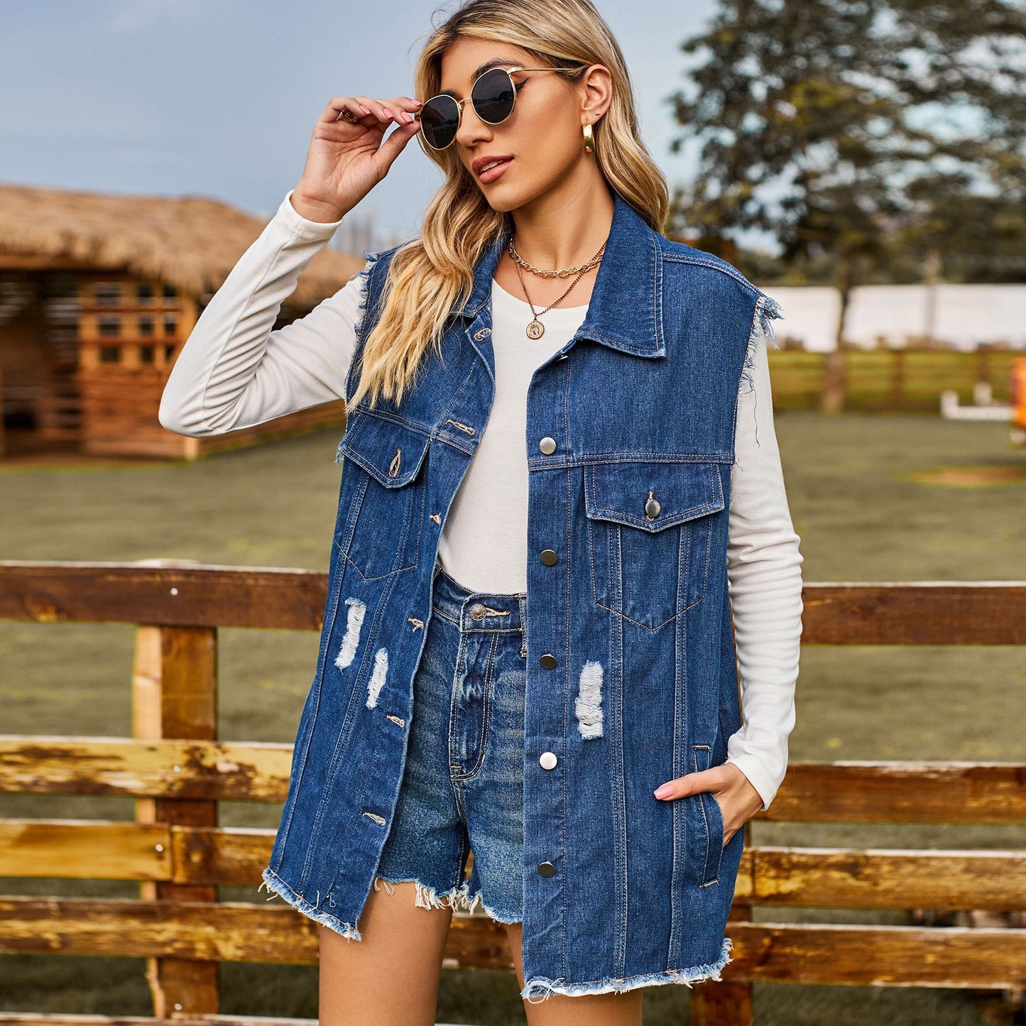 Women's Denim Waistcoat Summer Fashion Trend Sleeveless Women's Vest