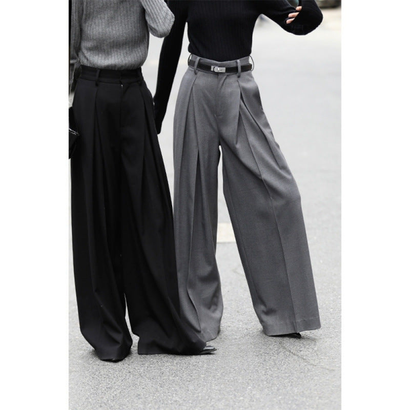 Women's Slimming Longer Leg Wide Trousers Smoky Pants