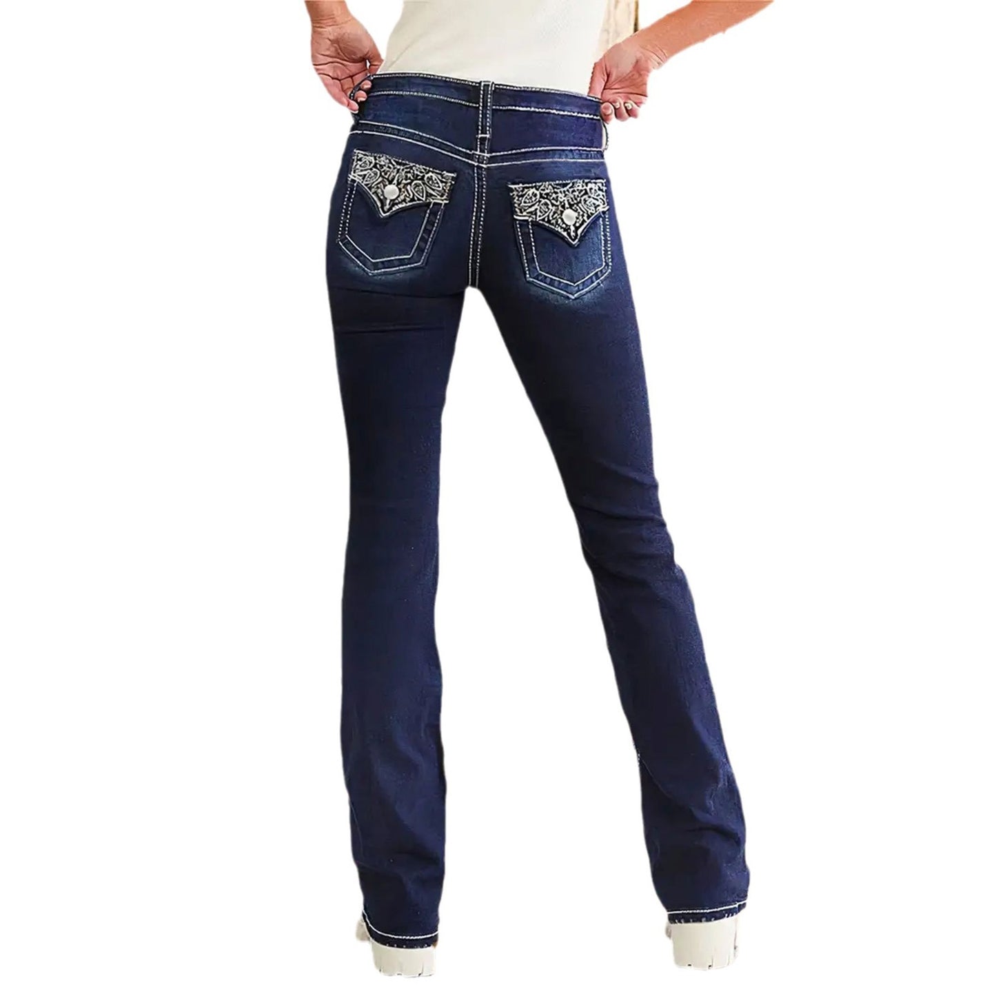 Women's Fashion Embroidered Denim Trousers Vintage Double Women's Jeans