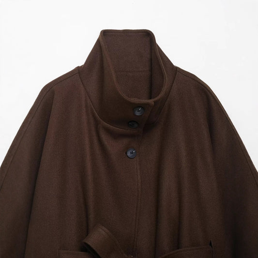 Women's Autumn Stand Collar Fashion Loose Cape Coats