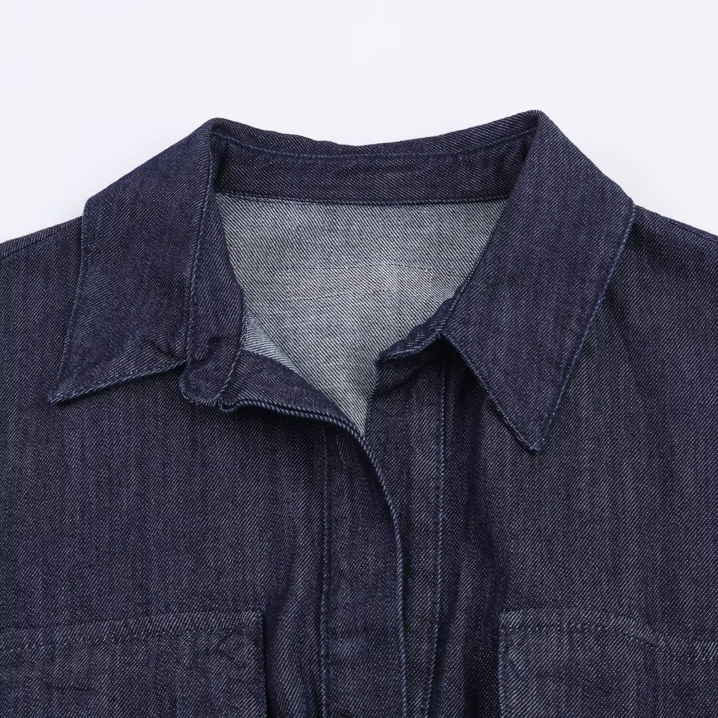 Women's Fashion Polo Collar Long Sleeve Single-breasted Shirt Dresses