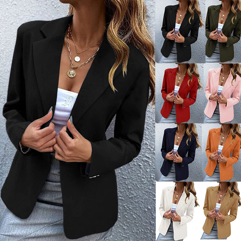 Graceful Women's Casual Long-sleeved Solid Color Small Suit