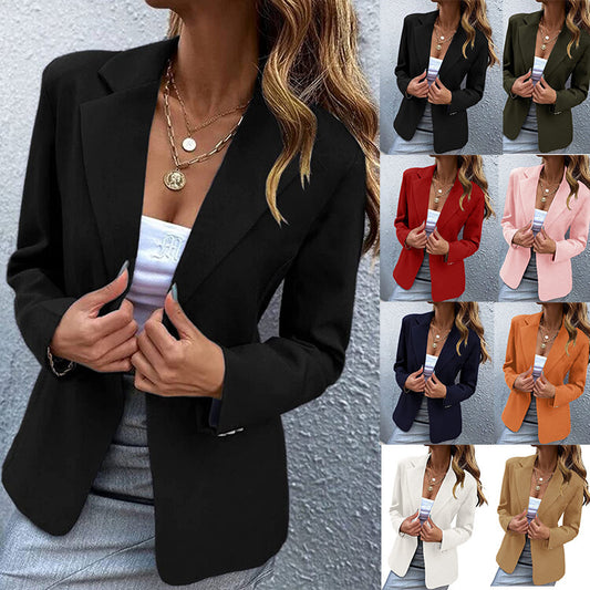 Graceful Women's Casual Long-sleeved Solid Color Small Suit