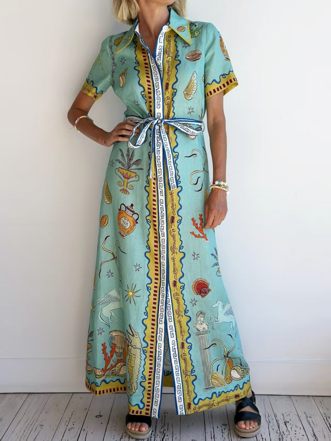 Iti Lantern Sleeve Casual Fashion Linen Dresses