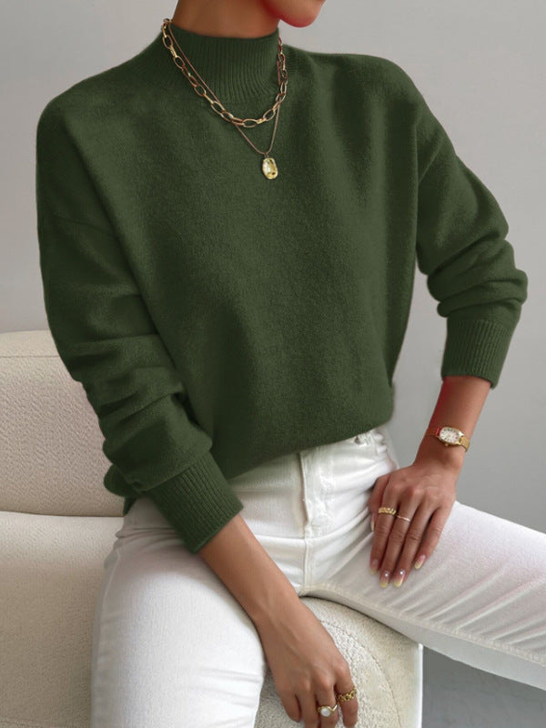 Women's Long Sleeve Fashion Solid Color Loose Sweaters