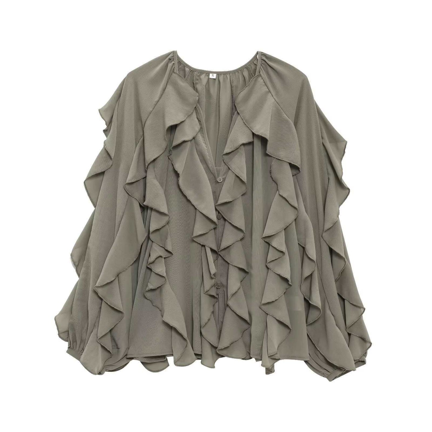 Women's Street Fashion Wear Decorative Long-sleeved Shirt Blouses