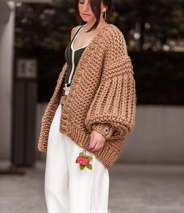 Women's Handmade Woven Lantern Sleeve For Sweaters