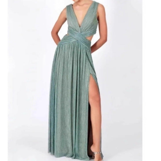 Women's Dress Sleeveless Split Bronzing Fitted Waist Dresses