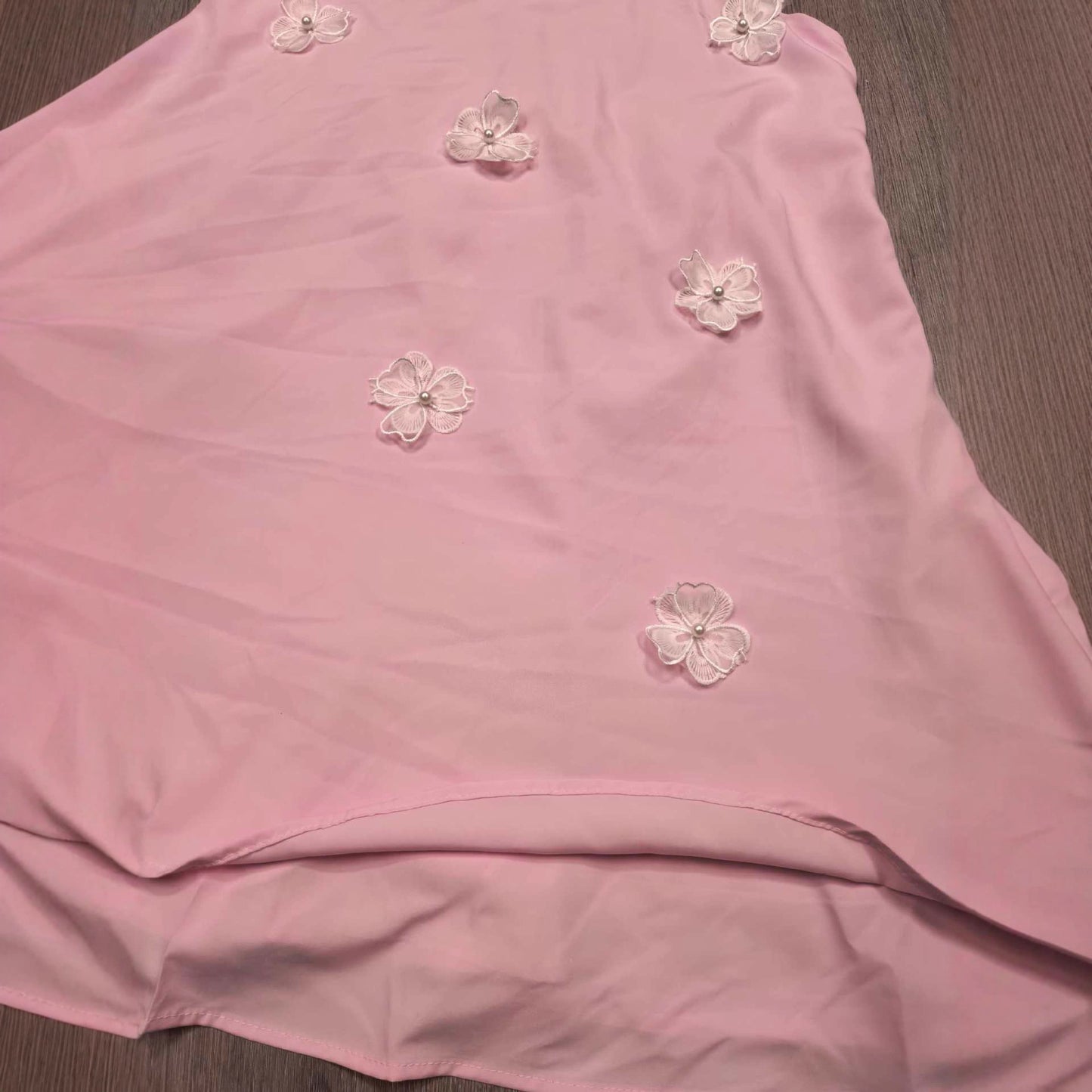 Women's Lux Pink Three-dimensional Flower Satin Sleeveless Sling Dress