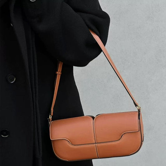 Women's Baguette Niche Designer Leather Retro Smooth Crossbody Bags