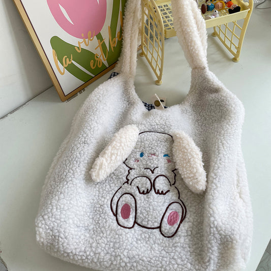 Women's Wool Cute Rabbit Embroidery Plush Bags