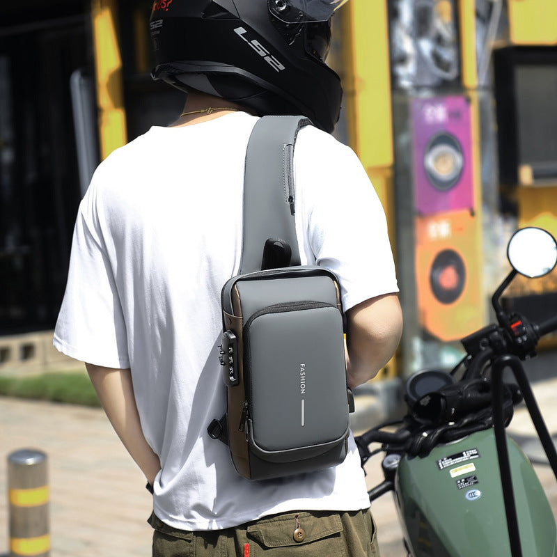 Men's Large Capacity Motorcycle Password Fashion Men's Chest Bags