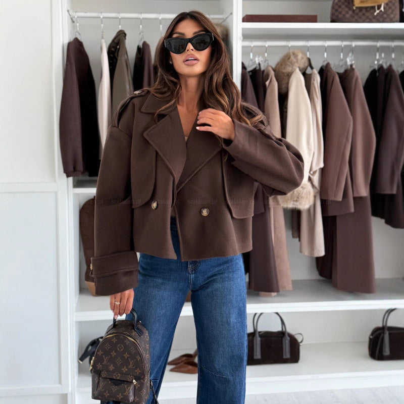 Women's One Button Solid Color Long Sleeve Coats