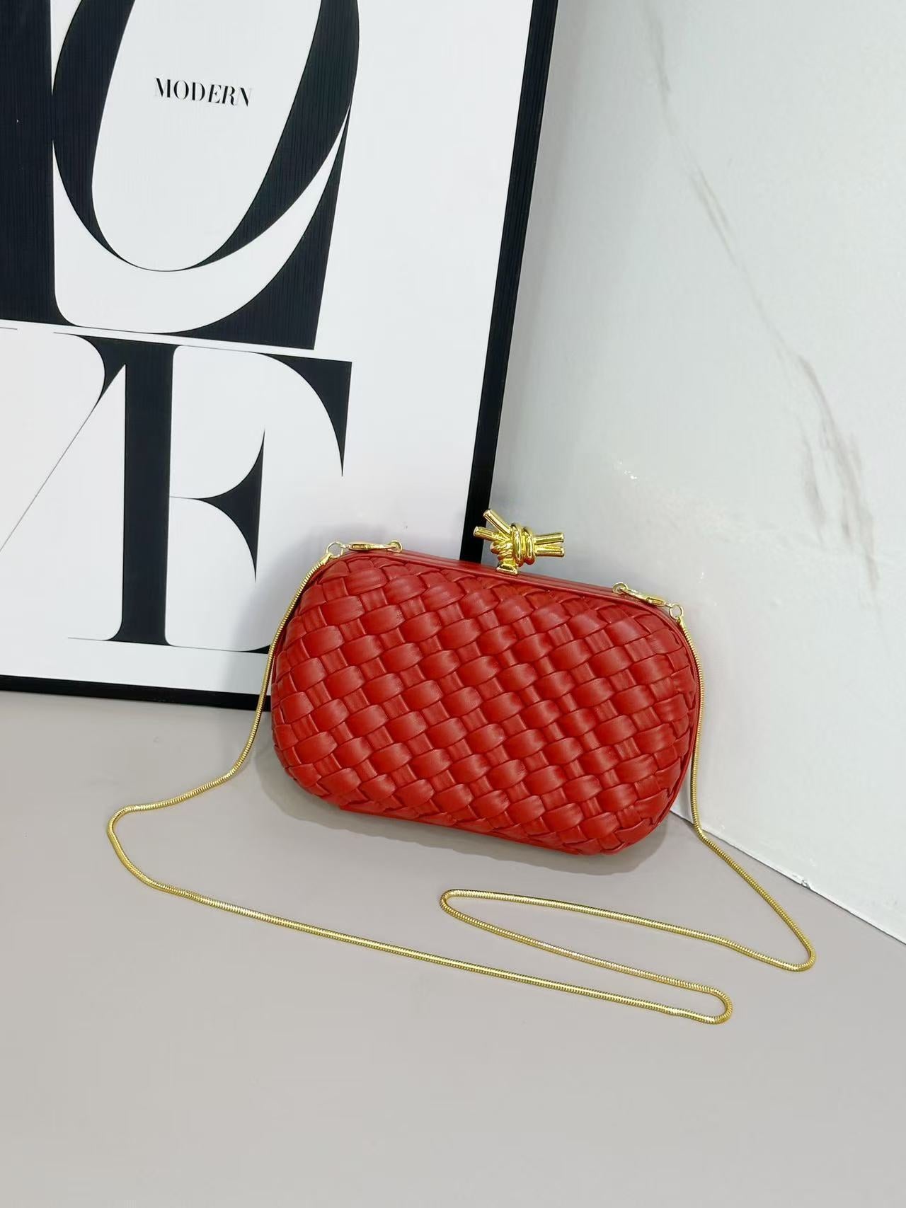 Dinner Woven Box Clutch Layer Leather Original Order Bags