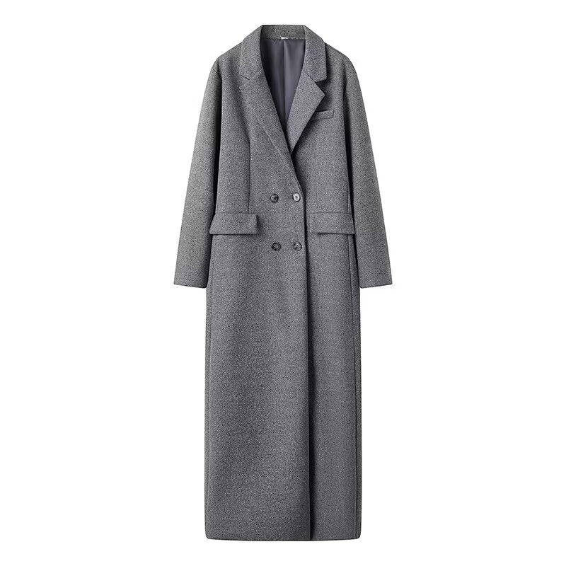 Women's Button Long Woolen Lengthened Trench Coats