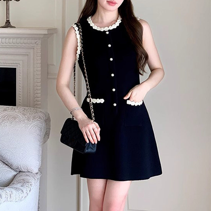 Pocket Suspender Dress Round Neck Sleeveless Dresses