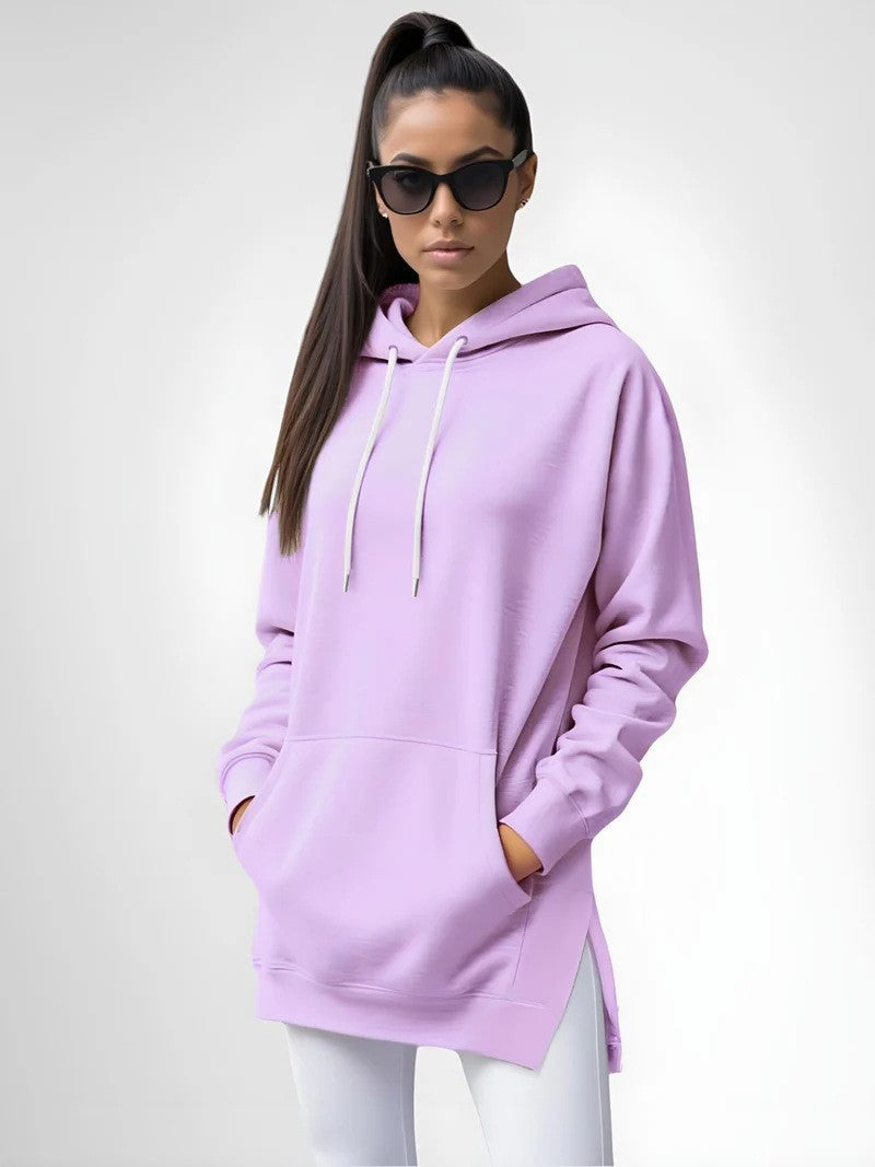 Women's Spring Solid Color Casual Hooded Rope Women's Sweater, Sweater