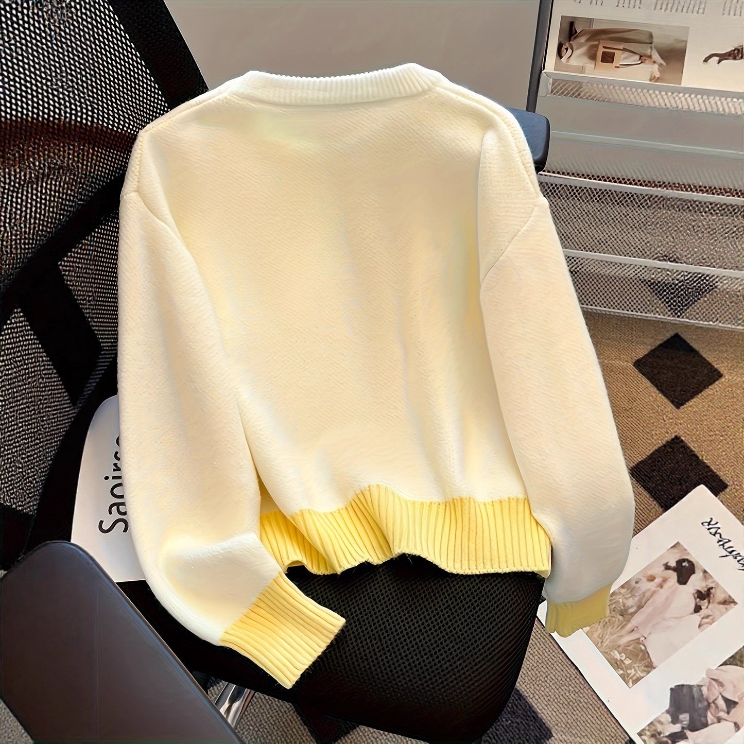Women's Knitted Draping Effect Long Sleeve Loose Sweaters
