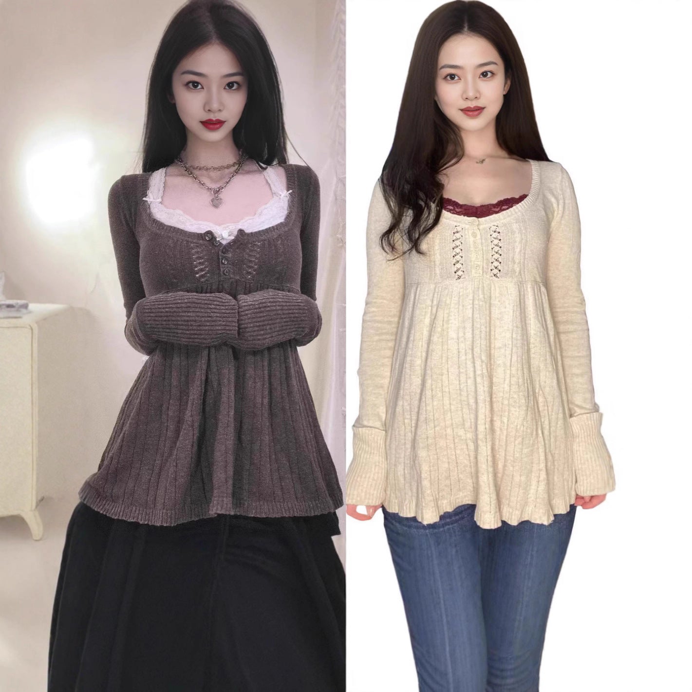 Fashion Comfortable Half Long Sleeve Knitted Sweaters