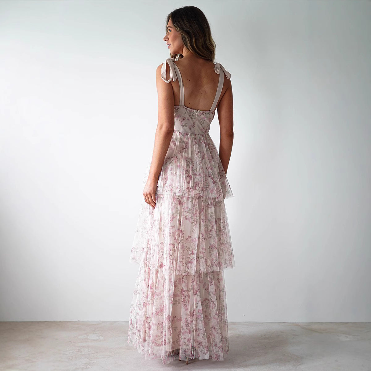 Fashion Sexy Sling Backless Cake Pink Dresses