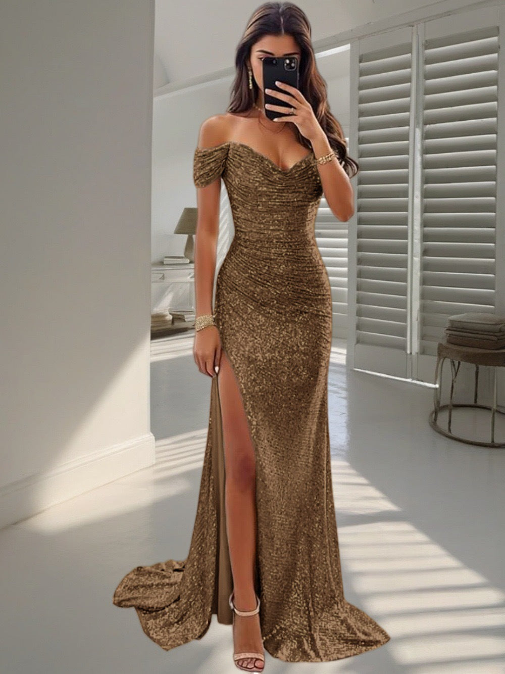 Women's Party Sexy Sequined Large Swing Dress Dresses