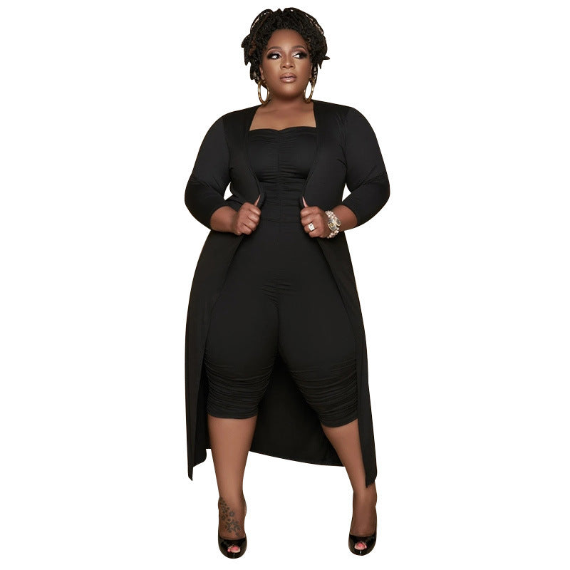 Women's Spring Fat Fashion Two-piece Hip Tight Suits