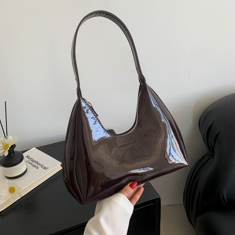 Women's Niche Patent Leather French Stick Selenodont Stylish Armpit Bags