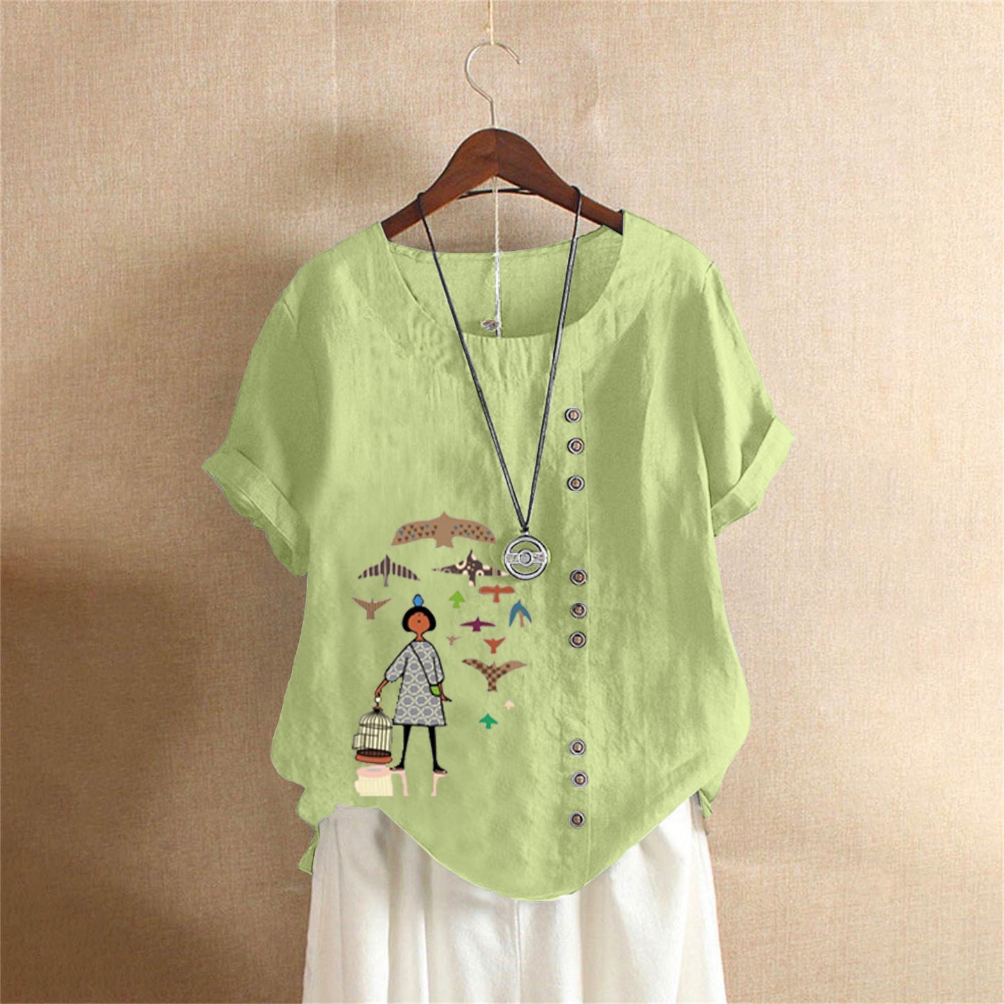 Women's Retro Large Casual Loose Cotton Linen Shorts