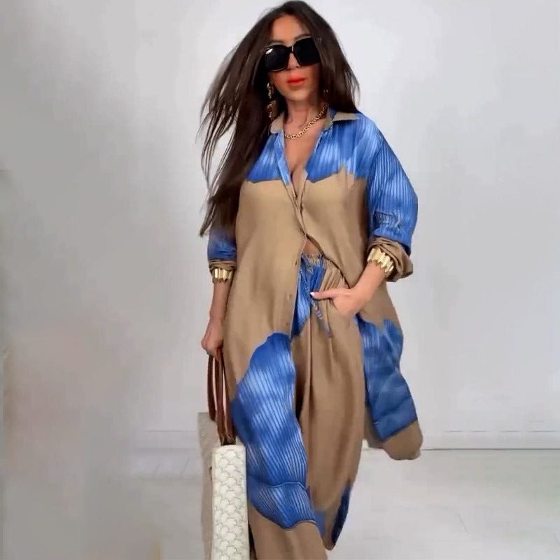 Elegant Sexy Print Mid-length Wide Leg Pants