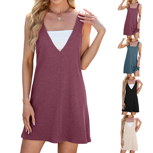 Solid Color Square Collar Reverse Loose Dress
