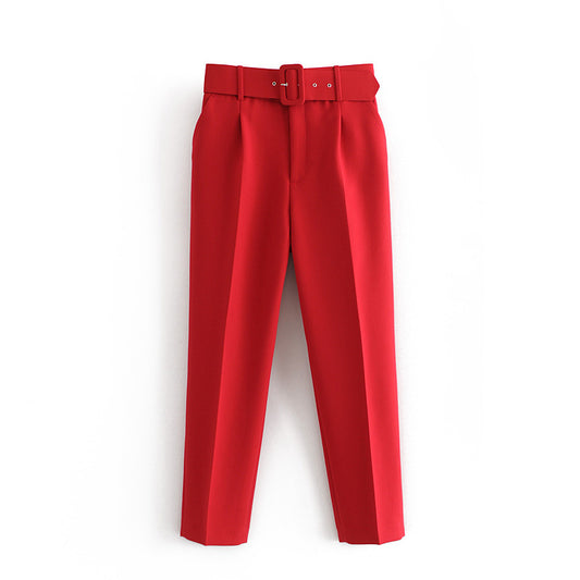 Women's Spring Pleated Harem Casual Solid Color Pants