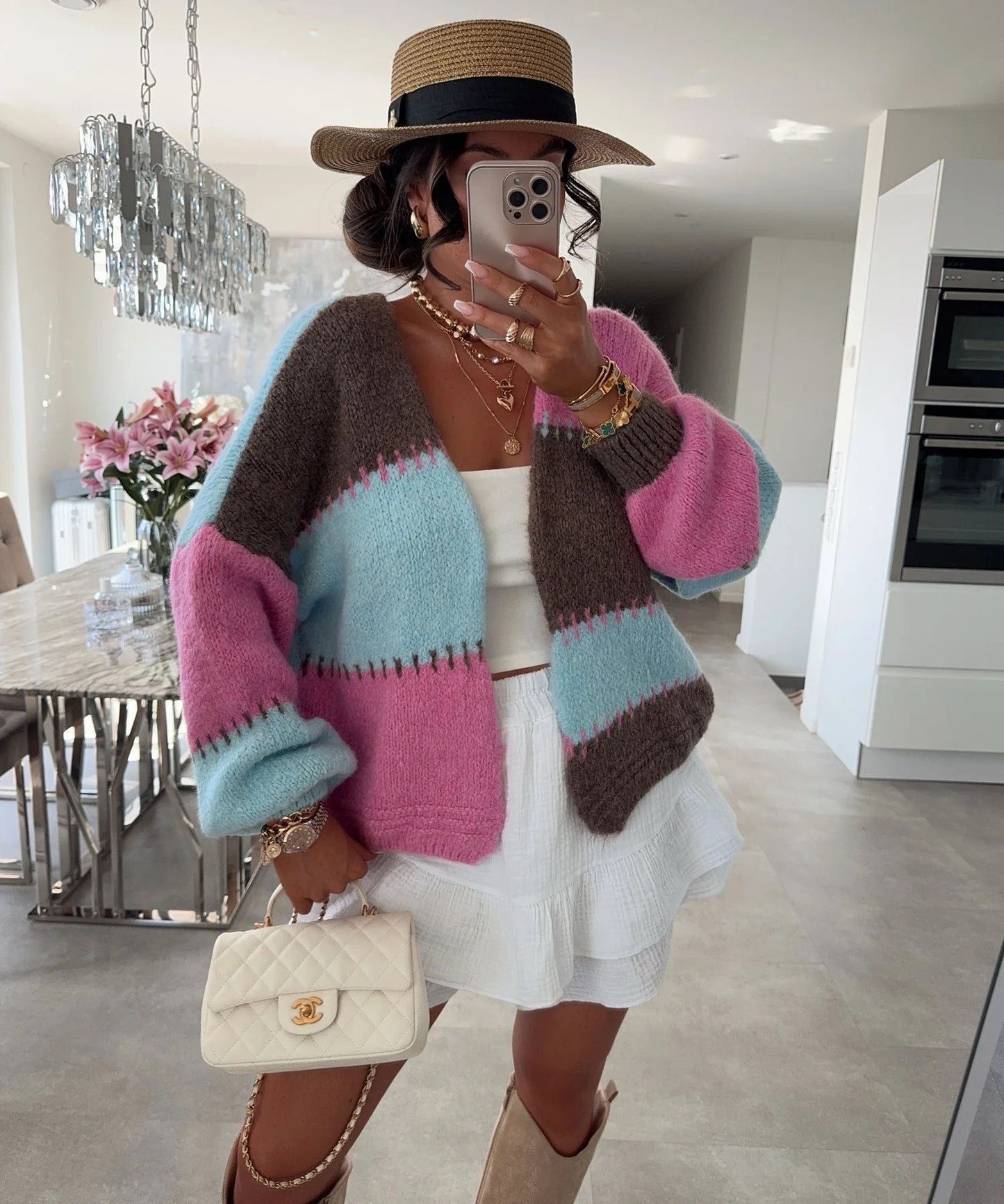 Women's Dopamine Color Matching Refreshing Stylish Knitted Sweaters