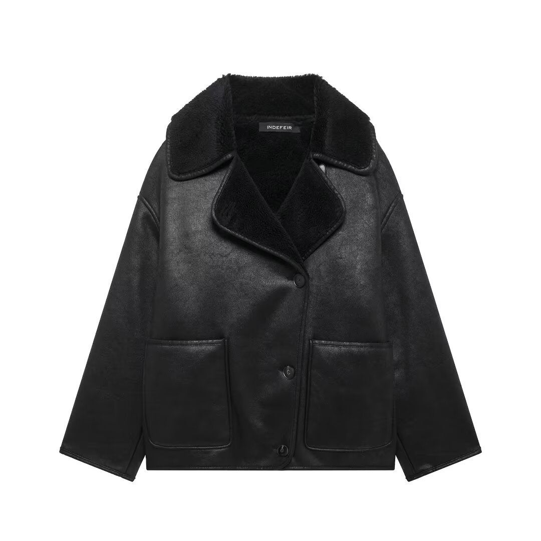 Women's Street Fashion Fur Integrated Double-sided Coats