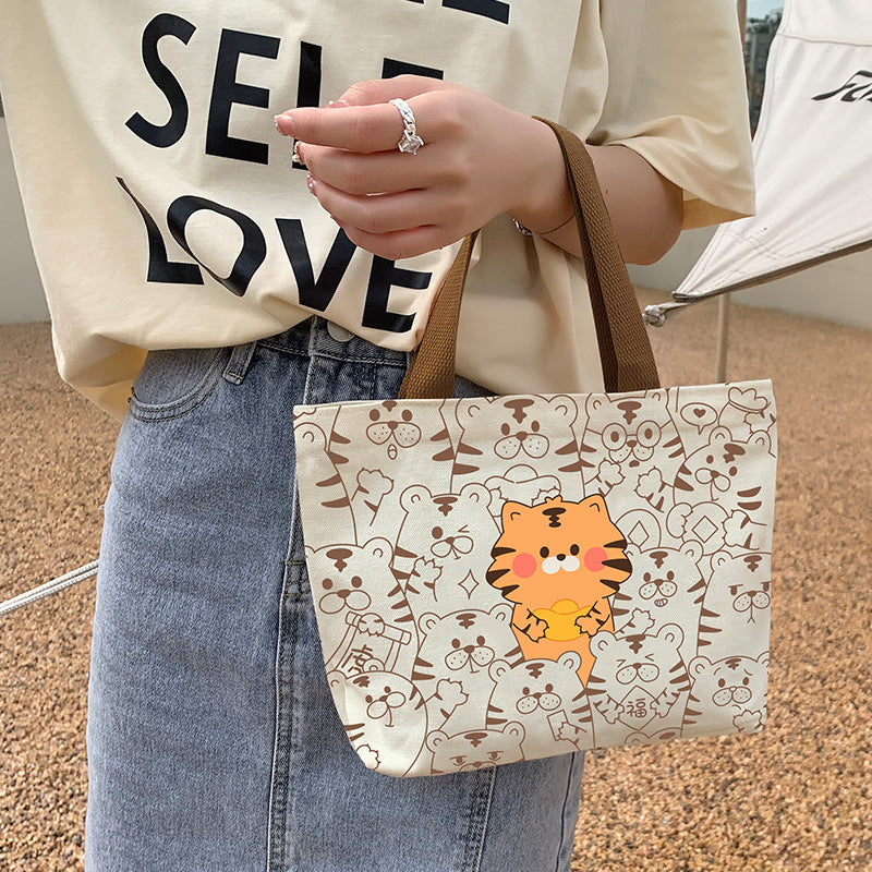 Women's Cute Cartoon Canvas Tutorial Lunch Size Handbags