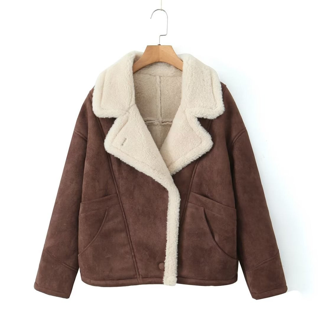Women's Colors Fur Integrated Lamb Wool Thick Coats