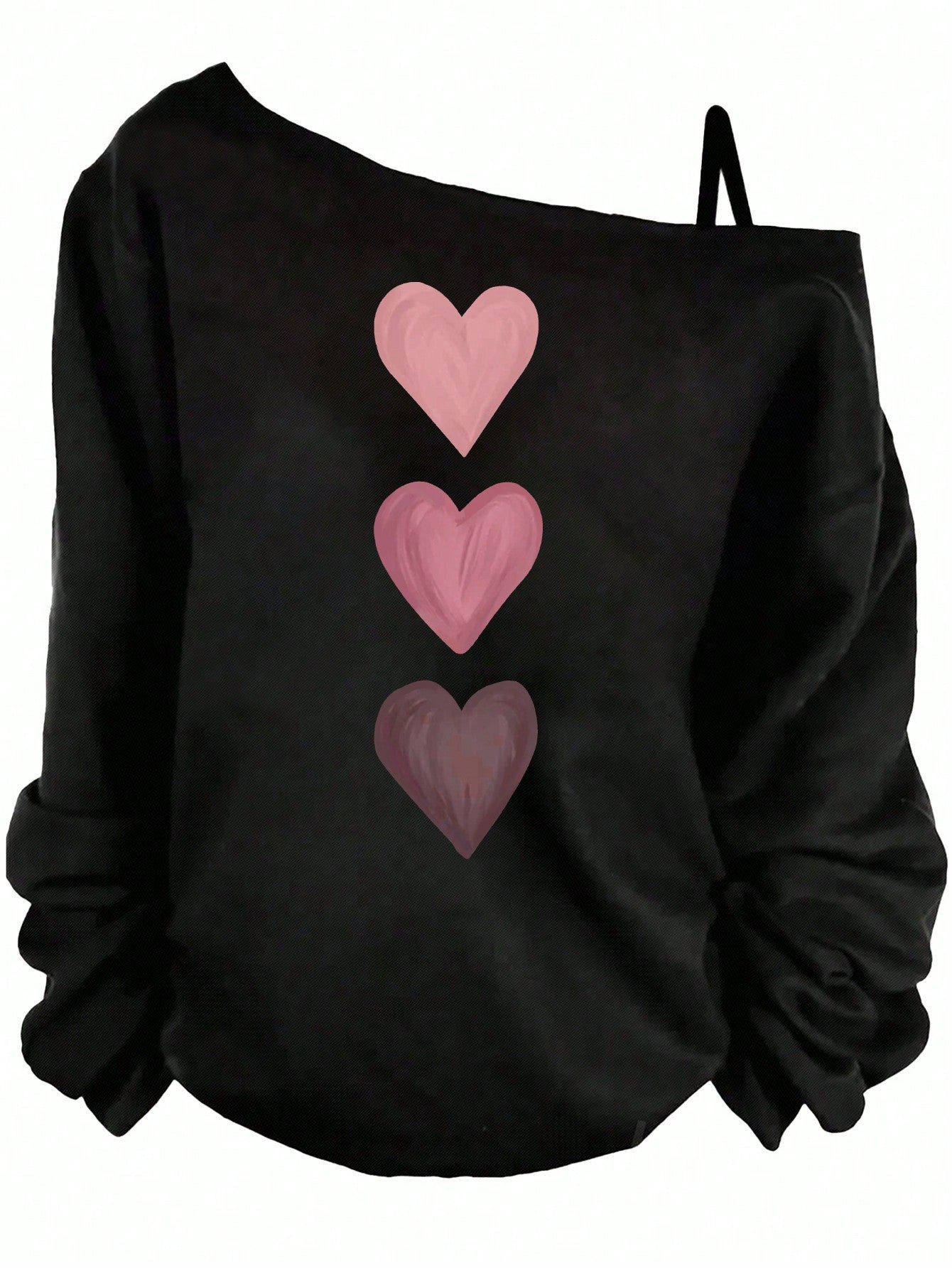 Women's Sling Solid Color Printing Long Sleeve Trendy Women's T-shirt