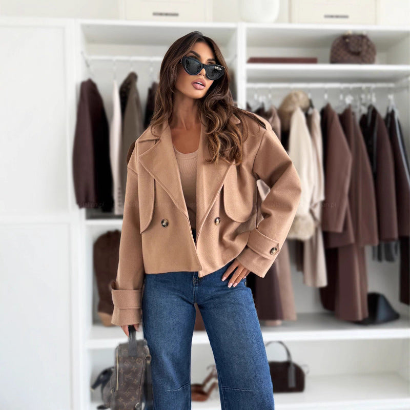 Women's One Button Solid Color Long Sleeve Coats