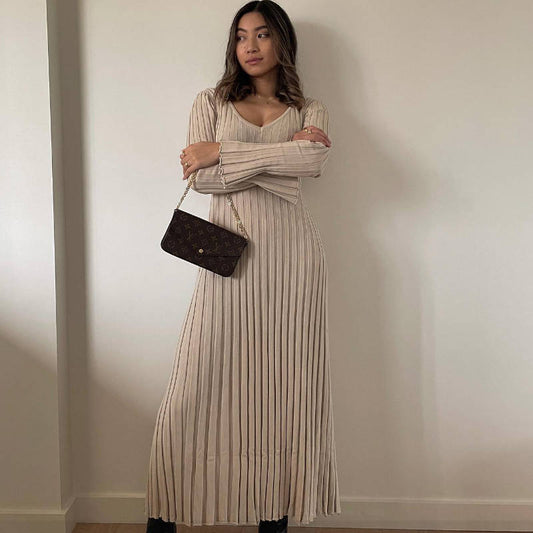 Women's Casual Waist Tight Large Pit Stripe Dresses