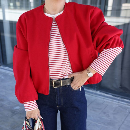 Women's Beautiful Fashion Round Neck Baseball Jackets