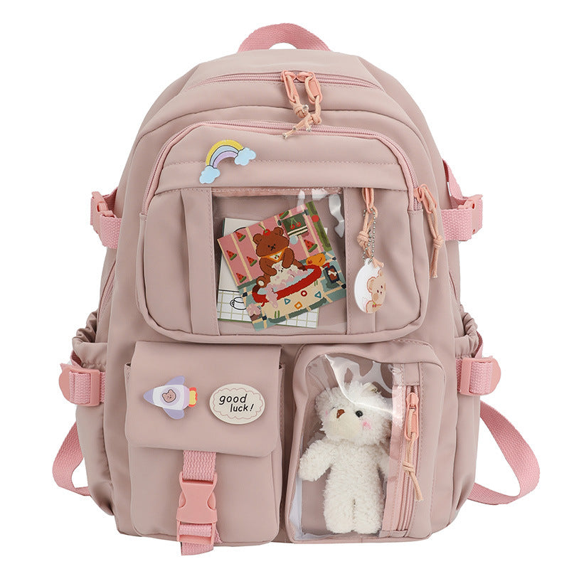Canvas Pure Colored Fresh Korean Style Middle School Students' Schoolbags