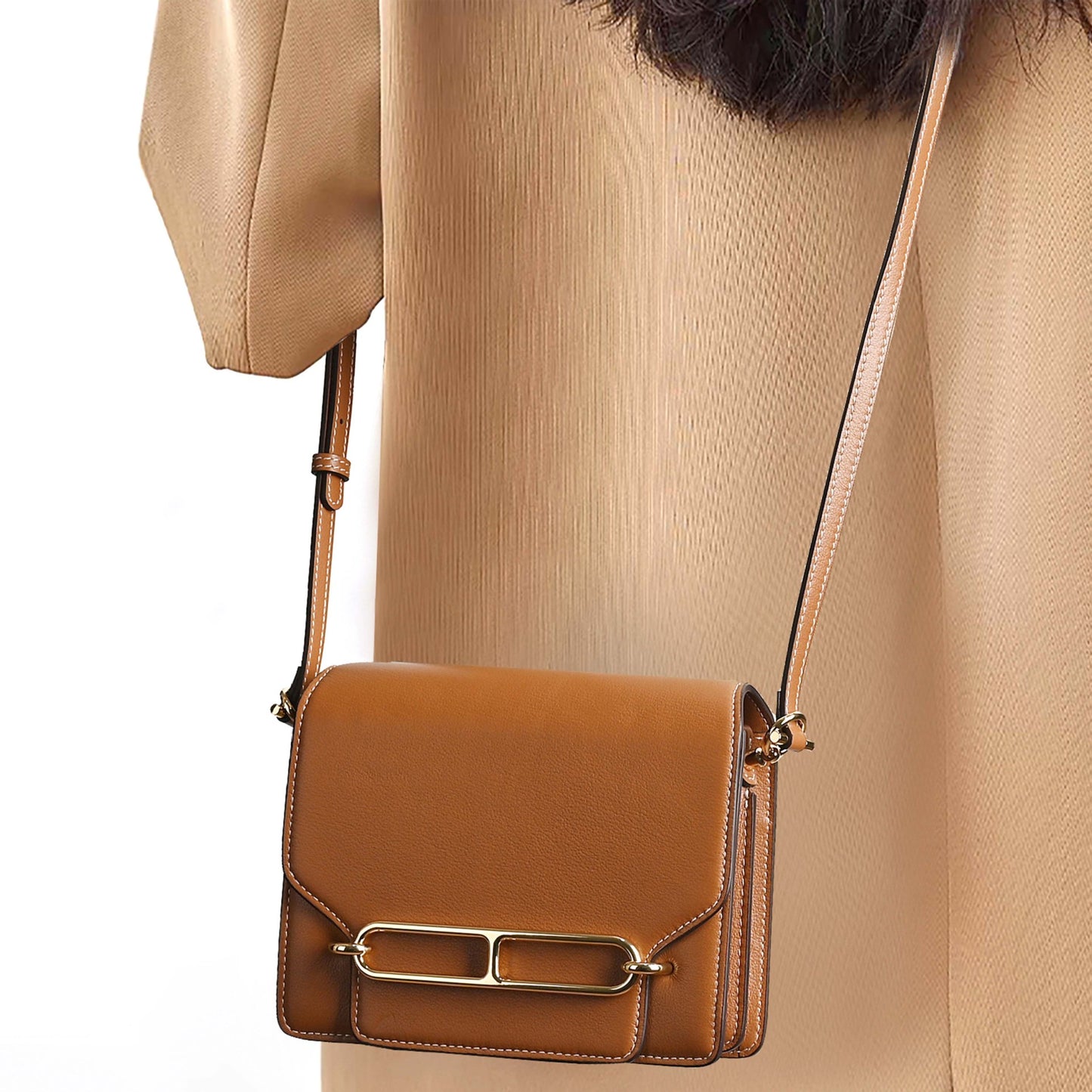 Attractive First Layer Cowhide Retro Temperament Small Square Bags