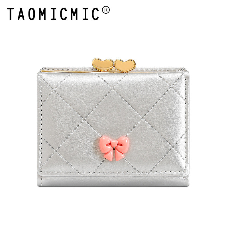Women's Creative Short High-grade Bow Clip Ladies Wallets