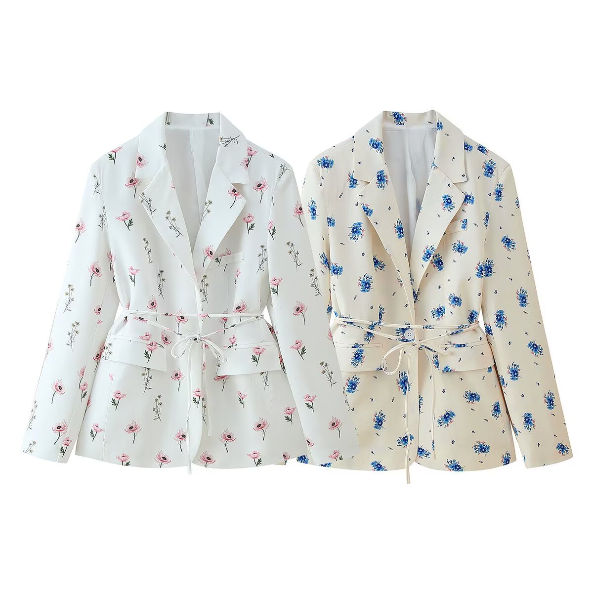 Women's Charming Stylish Two-color Printing Lapel Coats