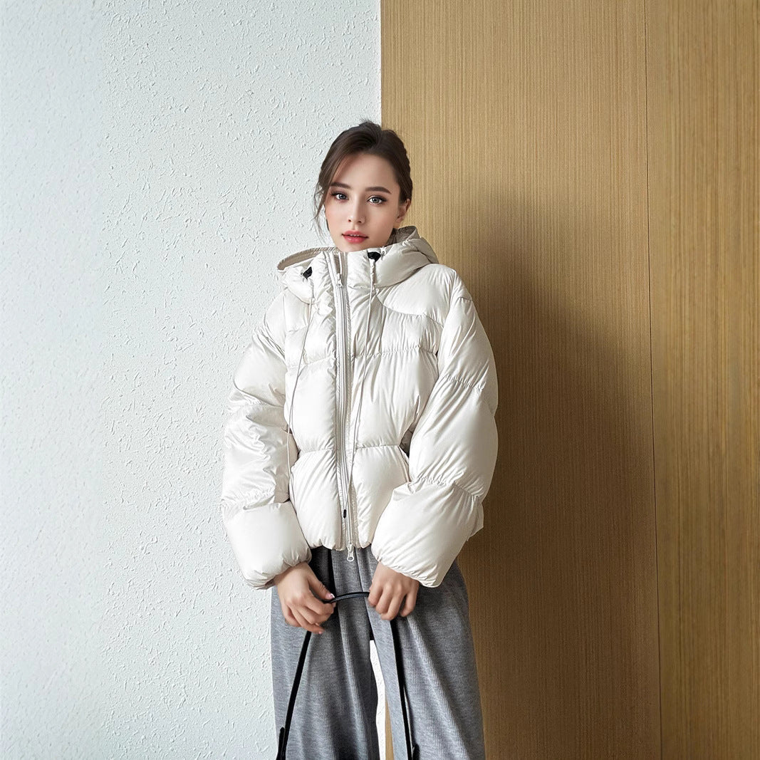 Women's Puff Fluffy Hooded Down Thickened White Duck Kendall Jackets