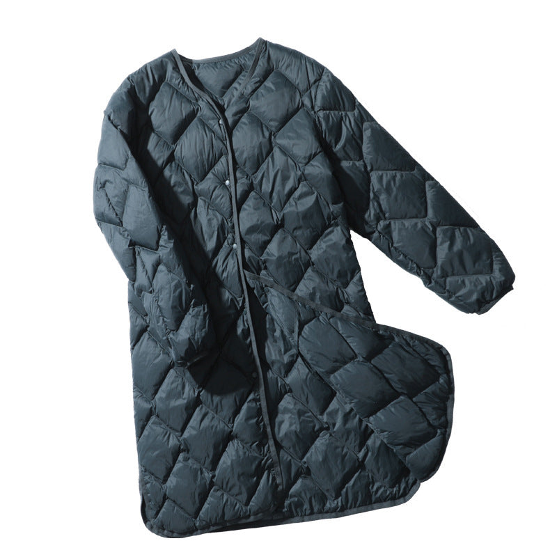 Women's Lightweight Mid-length Rhombus White Duck Casual Jackets