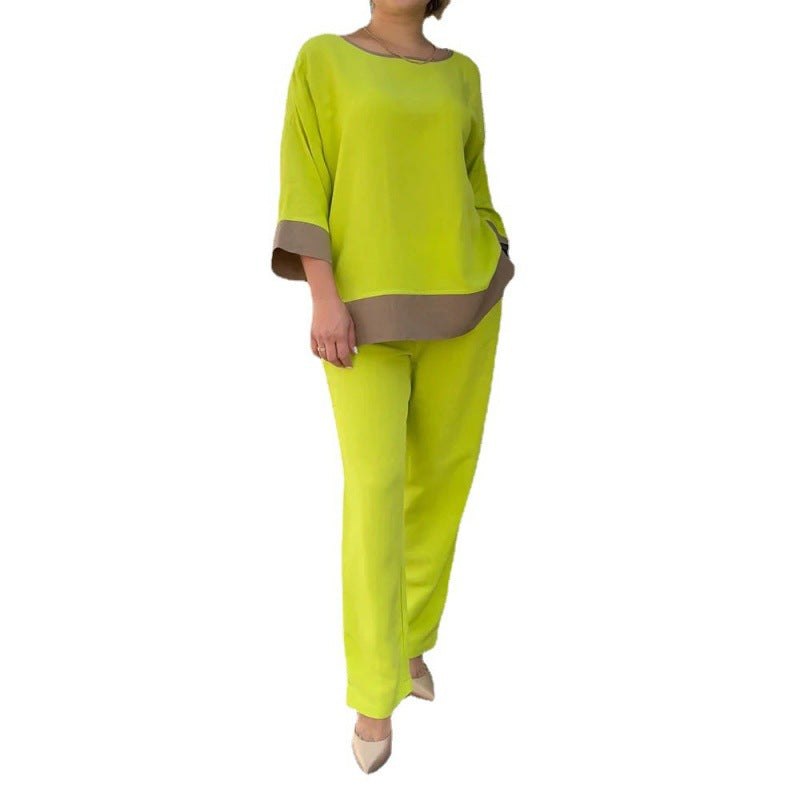 Women's Loose Casual Crew Neck Shirt Pants