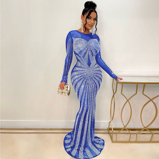 Sexy Rhinestone Mop Dress Nightclub Uniforms Dresses